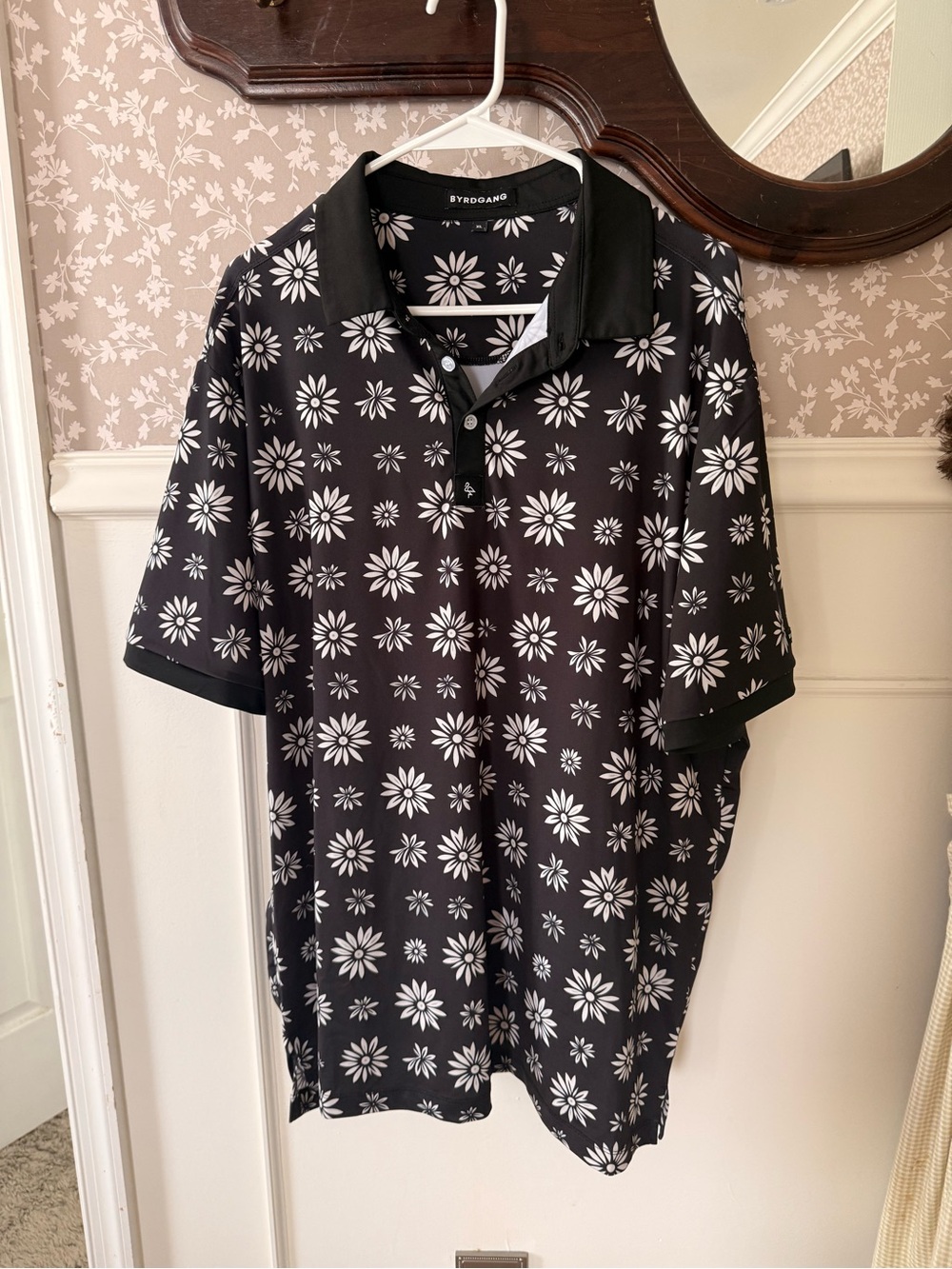 Black and white flower polo